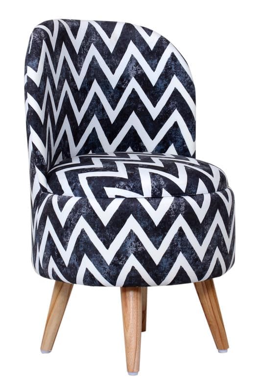 Image of ShadowKart Ottoman for Living Room, Velvet Round Foot Rest Stool, Wooden Legs Chair for Sitting, Ottoman for Bedroom & Makeup Room Decor | Chair (18 inchx18 inchx32 inch), Puffy (16 inchx16 inchx17 inch) | Zig Zag