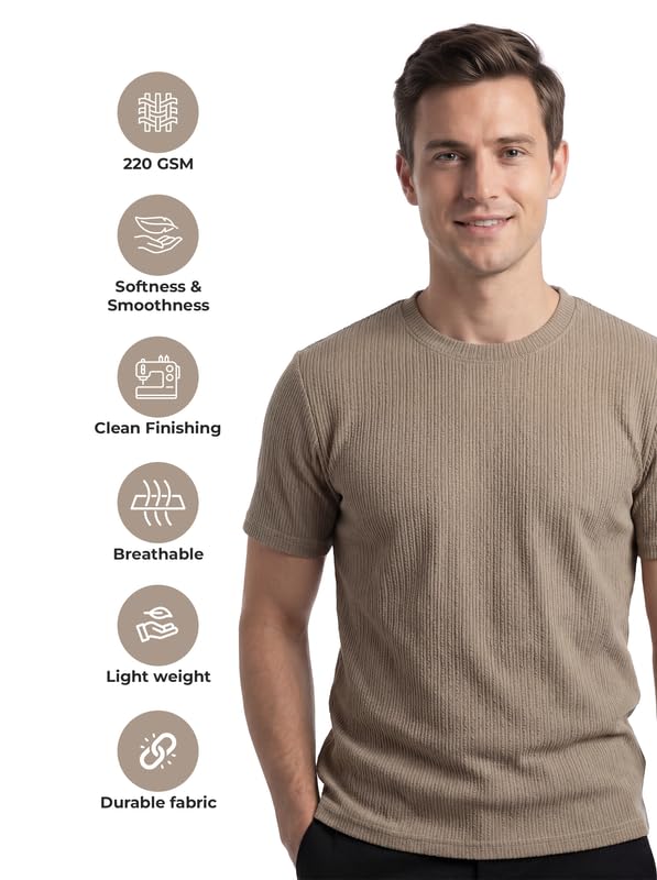 Image of Poly Cotton Frill Round Neck T-Shirt for Men | |