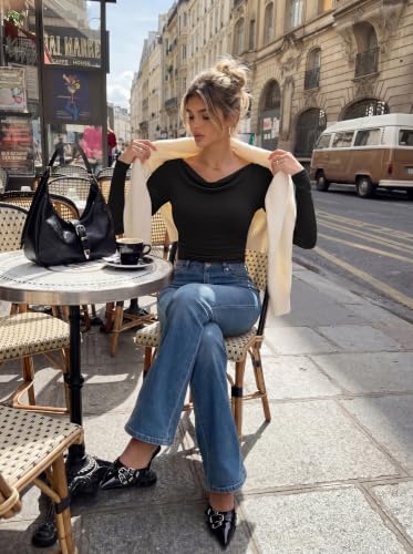 Long Sleeve Shirts for Women, Cowl Neck Going Out Tops, Grey, XXL - $7.50 after coupon - image 2