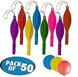 Originalidad 50Pcs 18 Inches Neon Punch Balloons for Kids, Assorted Color Punching Balloons with Rubber Band Handles, Fun-Filled Deluxe Large Neon Toys Fun Punch Ball