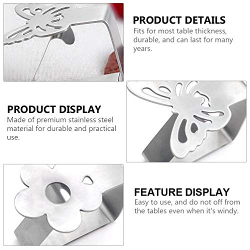 UPKOCH 4Pcs Clips Toalha De Mesa Borboleta Decorativo Tampa De Tabela De Aço Inoxidável Grampos Clip