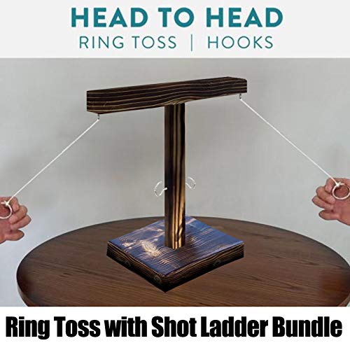 Ring Toss Games for Kids Adults, Handheld Board Games with Shot Ladder Bundle, Outdoor Indoor Handmade Wooden Ring Toss Hooks Fast-paced Interactive Game For Bars Home, Party Drinking Games & Toys (D) - Thumbnail 3