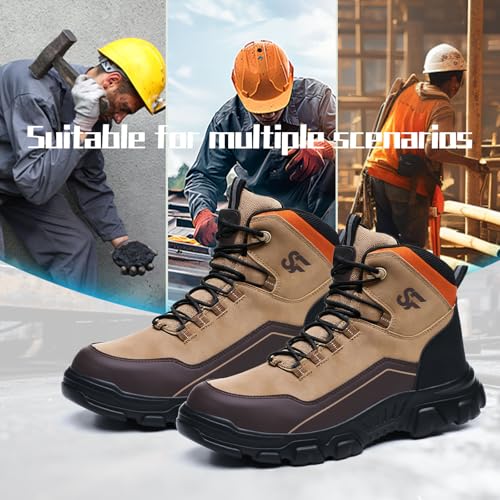 Image of Steel Toe Shoes for Men,Lightweight Work Shoes,Mens Indestructible Safety Boots,Puncture Proof Construction Steel Toe Sneaker.