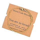 JoycuFF You are so loved Morse Code Bracelets For Women Adjustable Stianless Steel Jewelry Inspirational Gifts For Her Mom Aunt Sister Best Friend Female Friendship Gold Bracelet