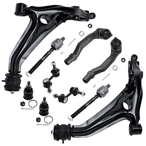 Image of Detroit Axle - 10pc Front End Suspension Kit for 1999-2000 Honda Civic, Lower Control Arms Tie Rods Sway Bars Lower Ball Joints Replacement