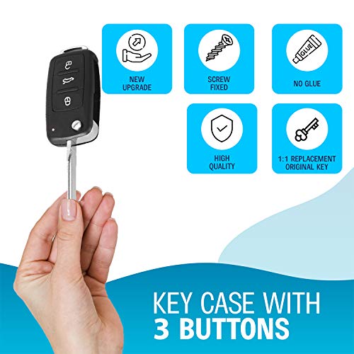 PHONILLICO Sleutelbehuizing voor VW, Skoda en Seat modellen met 3 toetsen afstandsbediening - Afbeelding 3