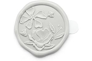 Set of 50 Elegant Wax Seal Stickers with Embossed Poppies