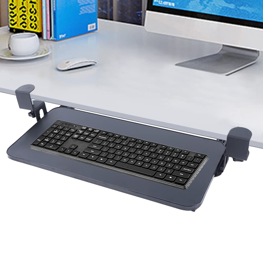 Tastaturablage, Schublade Unter Schreibtisch mit Stabilem C-Klemme, Ausziehbare Plattform Computer Tastaturablage, Schiebbarer Tastaturständer, 520x250mm