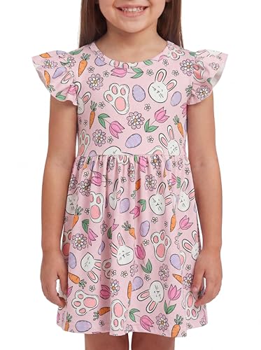 Image of Unique Baby Girls' Short Sleeve Everyday Printed Dresses for Kid and Toddler, Sizes 2T-12Y
