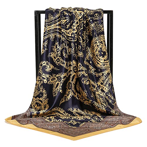 35” Satin Large Square Head Scarves - Women's Square Silk Like Scarf for Hair Wraps Fashion Headscarf for Sleeping4