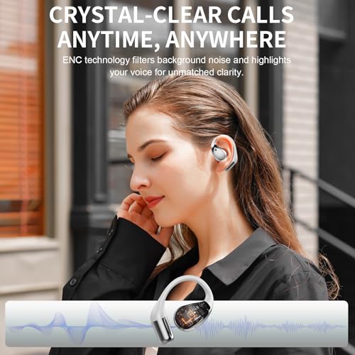 Bluetooth 6.0 Open-Ear Headphones with Mic, Adjustable Ear Hooks, Ultra-Comfort, White - Image 4