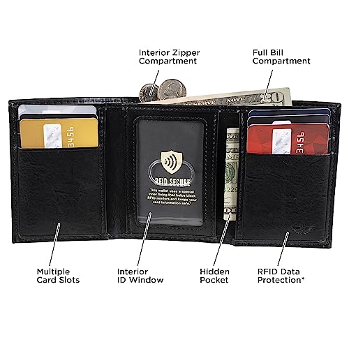 Dockers Men's Coated LeatherExtra Capacity Trifold Wallet, Rfid-blocking, Black, One Size - image 4