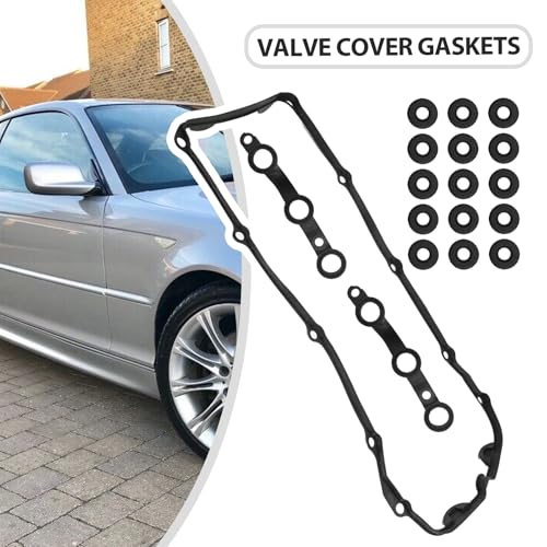 Image of 11121437395 Valve Cover Gasket Set, Replacement for BMW M54 E46 E39 E83 E53 525i X5 Z3 325i 330i 325Ci 323Ci 323i 325xi 328Ci 328i 330Ci 2002-2006, Replaces 11120030496