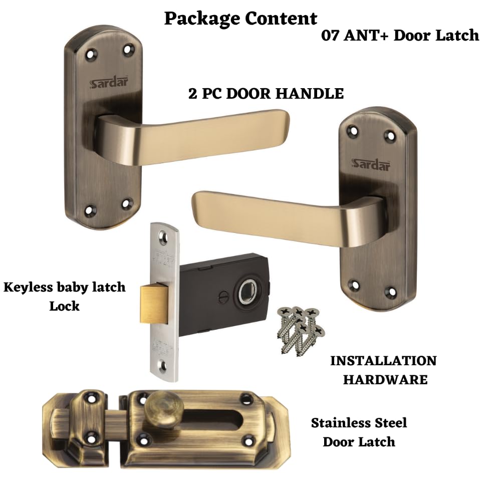 SARDAR 07 Antique 5" Iron Bathroom Door Handle Set with Keyless Baby Latch-Tower Bolt/Push to Close Latch (with Door Latch) — Amazon image 3