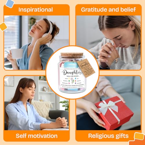Image of NewEleven Inspirational, Birthday, Confirmation Gifts For Daughter, Teen Girl, Adult Daughters - Daughters Birthday Gift Ideas From Mom, Dad - Bible Verse Jar