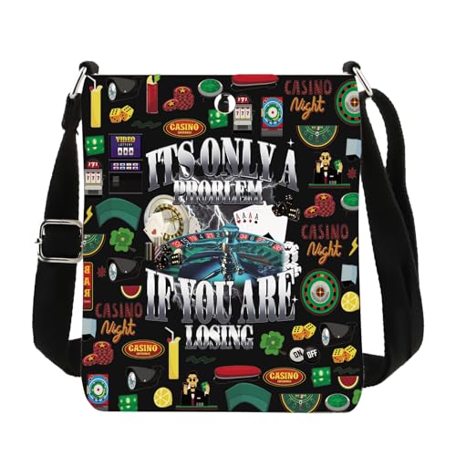 TIIMG It's Only A Problem If You Are Losing Gift Casino Night Gift Lucky Gambling Present Crossbody Bag