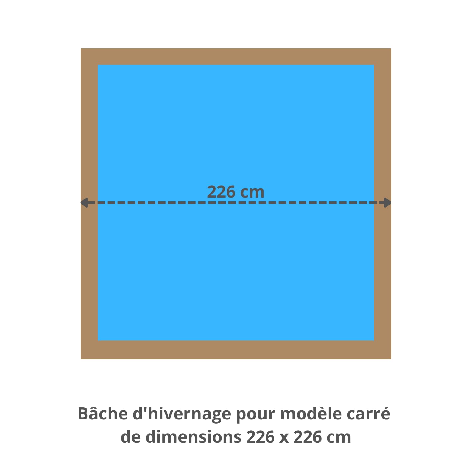 Bâche hivernage Piscine Hors Sol PROCOPI BWT myPool Tropic Junior 226 x 226 cm - Toile PVC 640 g/m² Gris foncé - Couverture Hiver