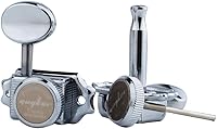 Vista 12 de Guyker Afinadores de bloqueo de guitarra (3L + 3R con manecillas) – Vintage Deluxe Lock String Tuning Key Pegs Machine, piezas de repuesto – Cromo