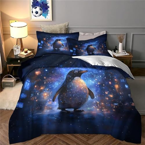Parure de lit pingouin de l'espace 3D microfibre ultra douce