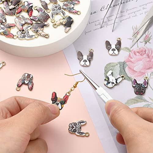Stiesy 35Pcs 7 Styles Animal Enamel Charms Pet Dog Head Pendant Charm Cute Pug Puppy Dangle Charms Bulk for Jewellery Making Bracelet Crafting DIY - Image 4
