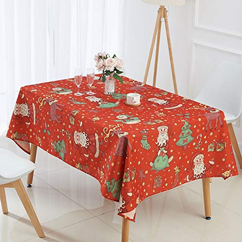 Mantel de Navidad para pañales, rectangular, alce, muñeco de nieve, árbol de decoración, decoración de mesa, mantel A6, 135 x 135 cm