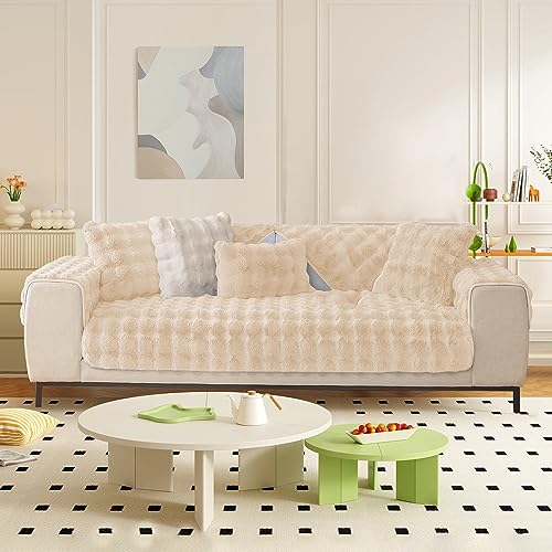LINGKY Thick Rabbit Plush Sofa Covers 1 2 3 Seater, Non-Slip Sofa Slipcovers for Corner L Shape Funny Fuzzy Sofa Cover - Image 2