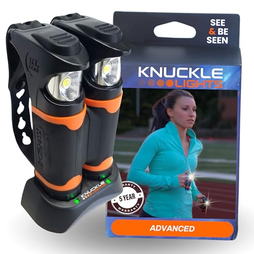 Knuckle Lights Advanced - Running Lights for Runners, Stay Safe and Visible with Ultra Bright Flood Beams and Charging Dock - Essential Night Running Gear and Walking Lights for Safety