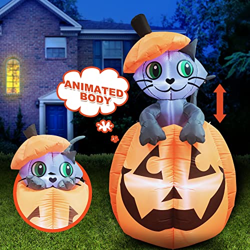 Joiedomi 5 ft Tall Halloween Inflatable Animated Kitty Cat On Pumpkin Inflatable Yard Decoration with Build-in LEDs Blow Up Inflatables for Halloween Party Indoor, Outdoor, Yard, Garden, Lawn Decor Joiedomi 5 ft Tall Halloween Inflatable Animated Kitty Cat On Pumpkin Inflatable Yard Decoration with Build-in LEDs Blow Up Inflatables for Halloween Party Indoor, Outdoor, Yard, Garden, Lawn Decor
