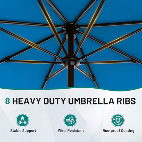 Image of AreShark 9 FT Patio Umbrella for Outdoor, Outdoor Table Umbrella with Push Button Tilt and Crank, Outdoor Patio Umbrellas with 8 Sturdy Ribs for Market, Garden, Pool (Royal Blue)