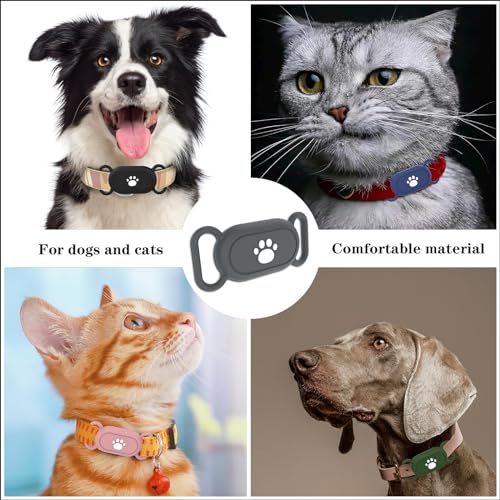 Image of 2 Pack Waterproof Dog Collar Holder Compatible with Samsung Galaxy SmartTag2, Silicone GPS Tracker Hidden Loop Holder for Smart Tag2, Anti-Lost Collar Tag2 Paw Case (Grey Pink)