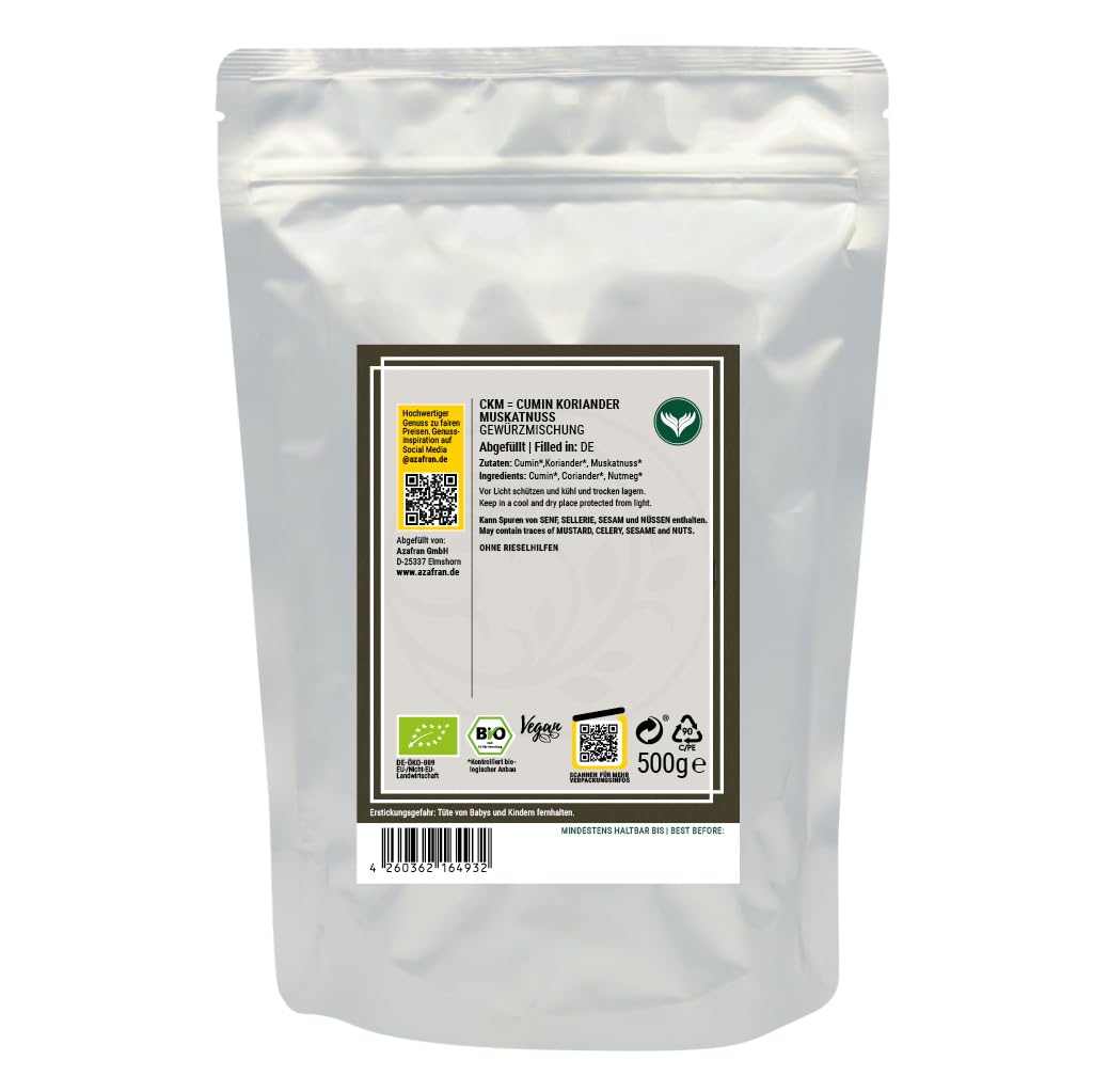 Azafran BIO CKM Gewürzmischung Cumin Koriander Muskat gemahlen 1kg | Ayurvedisch inspiriert für warme Küche
