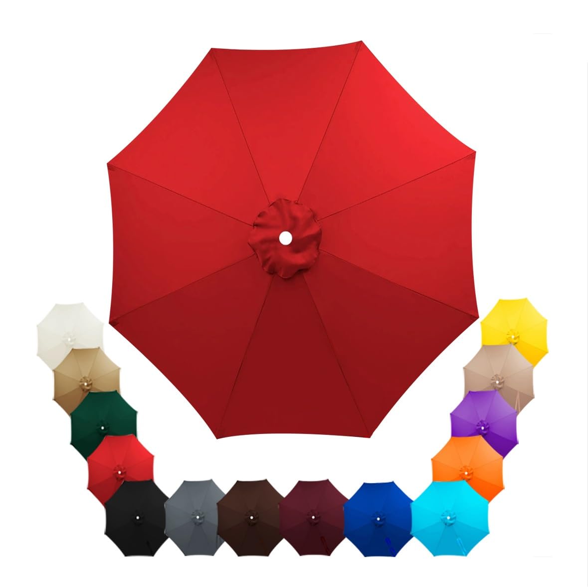 Parasol Replacement Canopy 2.5m, 2.7m, 3.5m, 6/8 Arms , Garden Umbrella Replacement Parasol Fabric, for Yard, Beach, Garden Umbrella, Canopy Only, Beige(Red,2.5m/8-Ribs)