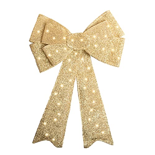 Relsy Riesige Schleife dekorative LED Weihnachtstür & festliche Baumspitze mit aufklebbaren Pads (Gold) Cover