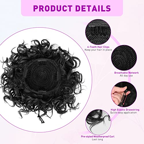 Hosytis Messy Bun Hair Pieces For Women, Curly Bun Hairpieces Wavy Curly Short Synthetic Messy Bun Scrunchie Hair Elastic Drawstring Loose Ponytail Extension For Women Daily Use(Black) #TOP2
