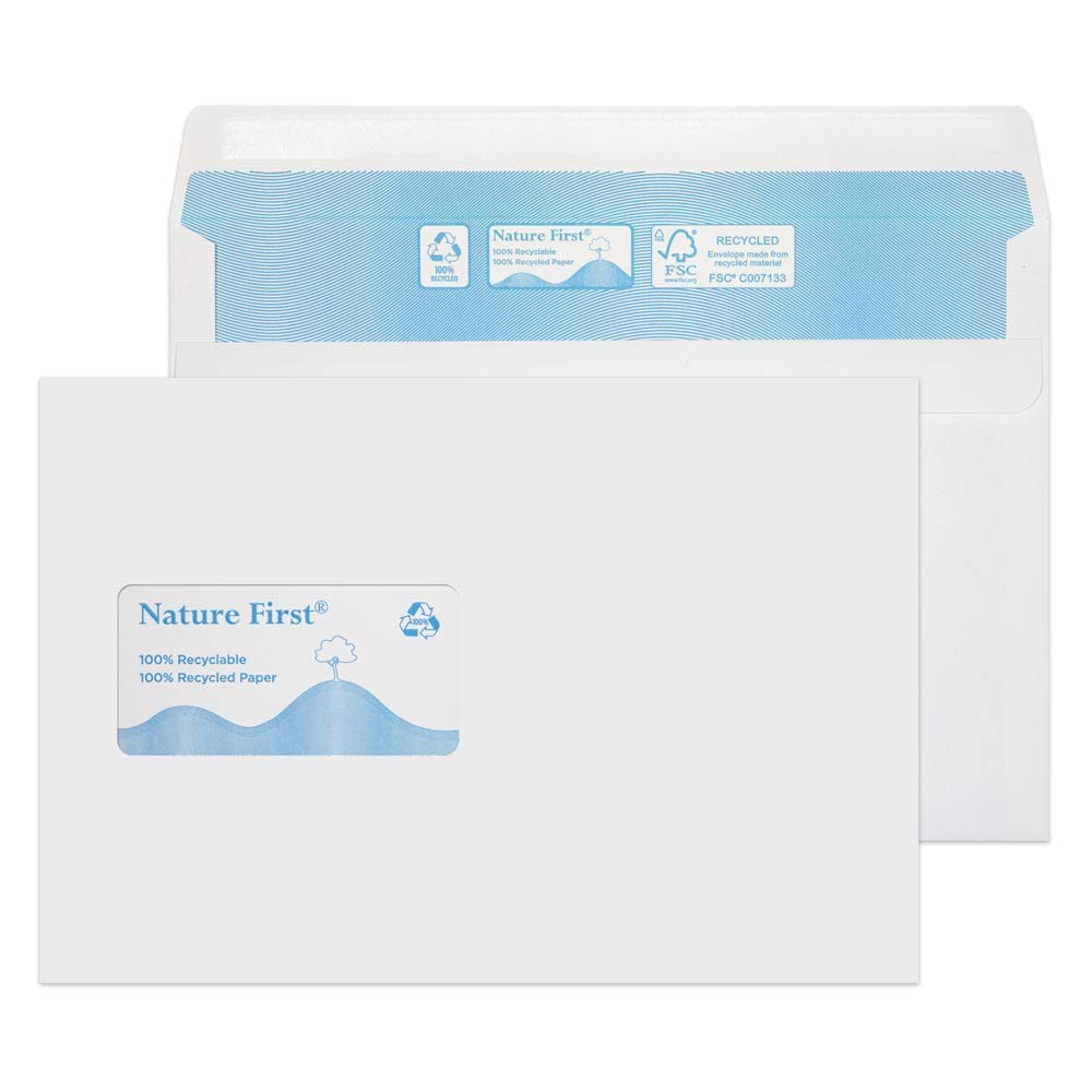 Blake Environmental - Biodegradable & Recycled Window Envelopes C5 (162 x 229mm) - Pack of 500 - Premium 90GSM - FSC Certified - Self Seal White Envelopes - Office Stationery Business Supplies (RN028)