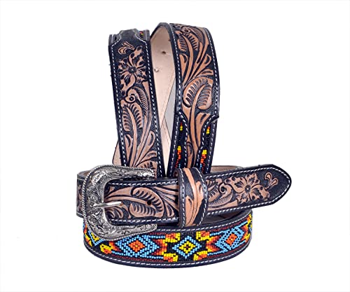 Western Beaded Genuine Leather Belt For Men and Women 30HQ102
