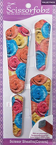 Scissors sheaths by SCISSORFOBZ with ScissorGripper -Value Pack-4 Sizes- Designer Scissor Covers Holders for Embroidery Sewing Quilting - Quilters sewers Gift - Bouquet of Multi Color Roses. S-62 Scissors sheaths by SCISSORFOBZ with ScissorGripper -Value Pack-4 Sizes- Designer Scissor Covers Holders for Embroidery Sewing Quilting - Quilters sewers Gift - Bouquet of Multi Color Roses. S-62