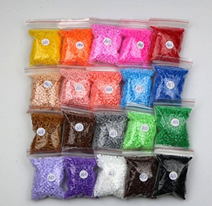 JO's Fuse/Ironing (3000 PCS 5mm Midi Beads +1 Pegboard) 30 Colors/Bags - 100 PCS per Bag Packed Individually for Kids/Adults Creative Intelligence Montessori Educational Toys