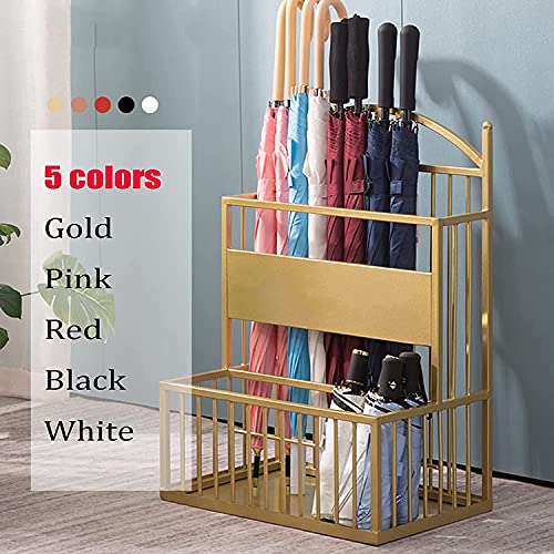 Image of INDIAN DECOR. 567762 Umbrella Stand /Rack /Holder, Metal Wrought Iron Umbrella Storage Bucket, for Home Business Hotel Lobby, Anti-Rust (Color : Black, Size : Large)