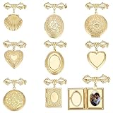 WEBEEDY 8 estilos de medallón de ramo de novia, ramo de boda, ramo de fotos, dijes redondos cuadrados de corazón, medallón de novia, broche personalizado para damas de honor, regalos de aniversario