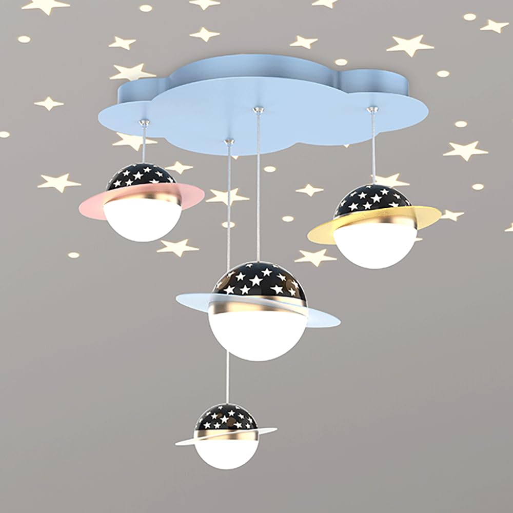 Lustre de chambre d'enfants bleu anti-éblouissement avec suspension moderne G9
