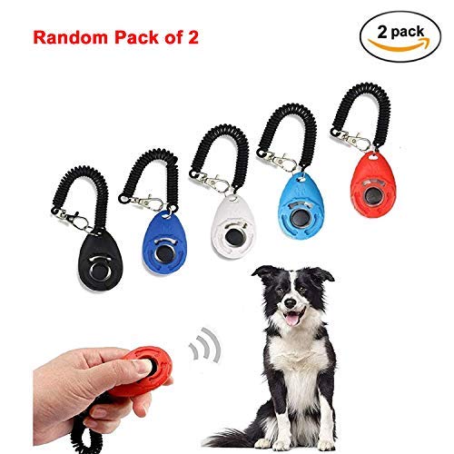 Sage Square Dog Training Clicker with Wrist Strap - Pet Training Clicker, Big Button Clicker Set, Pack of 2 (Color May Vary)