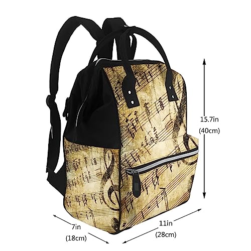 Sac à langer de taille unique imprimé musique, sac de voyage décontracté et multicolore