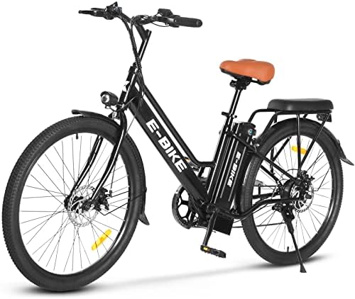 AIWARGOD Electric Bike for Adults, 26 Inch Electric City Cruiser Bicycle, 350W(Peak 500W) Ebike with 36V Removable Battery and Shimano 7-Speed, Commuter Electric Street Bike Women, Black