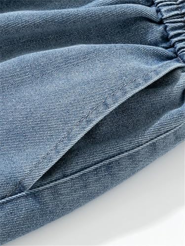 Men's Cargo Jeans Big Size String Banding Wide Leg Denim Pants Straight Baggy Jean Trousers3