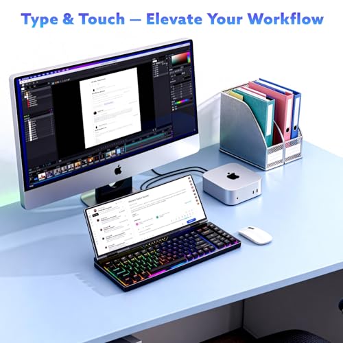 Image of 12.8 inch Portable Touchscreen Keyboard Monitor, Foldable Stretched Bar Laptop Screen Extender with Mechanical Keyboard USB-A USB-C Monitor for Windows MacOS (Driver Need)
