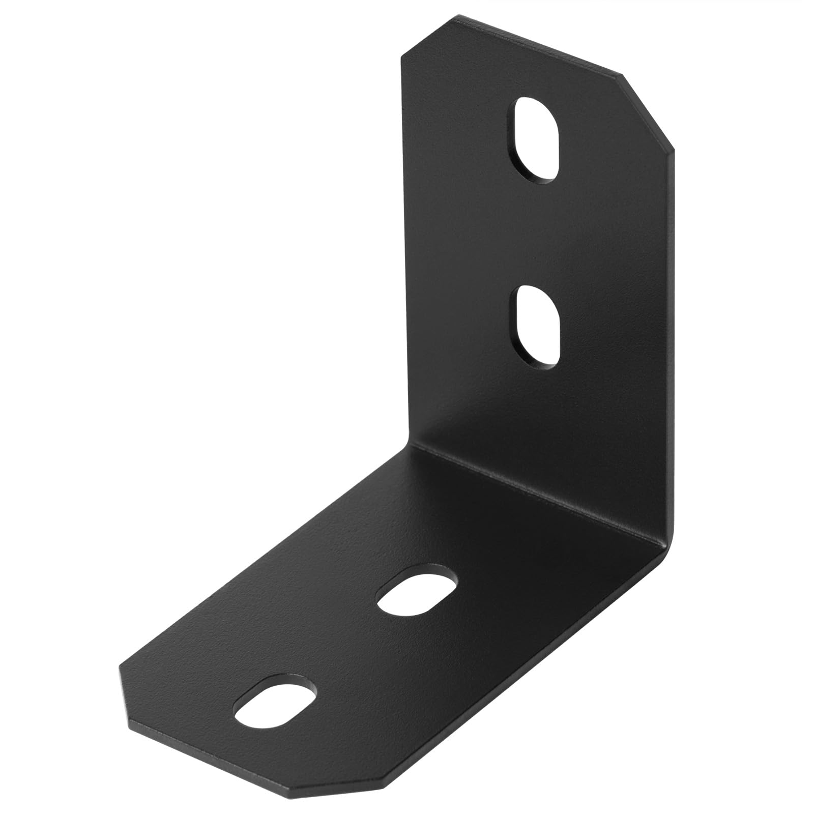 4 Pcs Width 3" Heavy Duty Black Slotted L Shape Corner Brace for 4x4 Post, Metal Steel Fixing Bracket for Industrial Farmhouse Woodworking Thickness 3mm