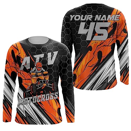 PIONAMZIOZ Custom ATV Motocross Jersey Youth Men Women UPF30+ Quad Bike Off-Road Shirt Extreme MX Racing Long Sleeve (Style 1)