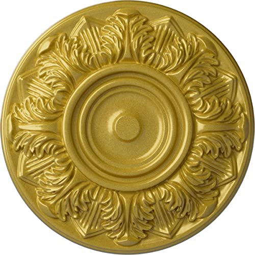 Ekena Millwork 13"OD x 1 3/8"P Whitman Ceiling Medallion for Canopies up to 3 3/4" Ceiling Medallion, Rich Gold