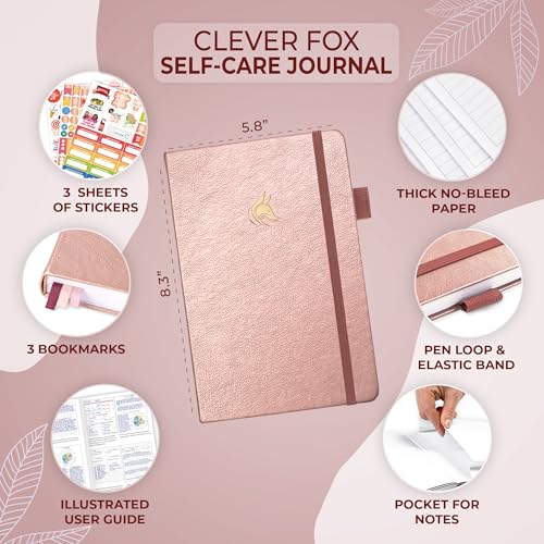 Clever Fox Self-Care Journal – Wellness & Daily Reflection Notebook – Mental Health & Personal Development Journal – Self Care Planner, Meditation & Mood Journal for Women & Men – A5 Size (Rose Gold)
